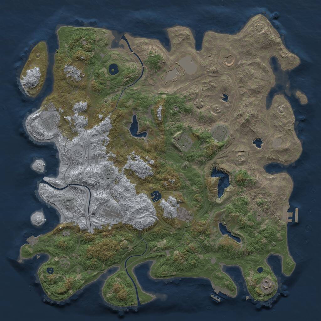 Rust Map: Procedural Map, Size: 4500, Seed: 772803852, 17 Monuments