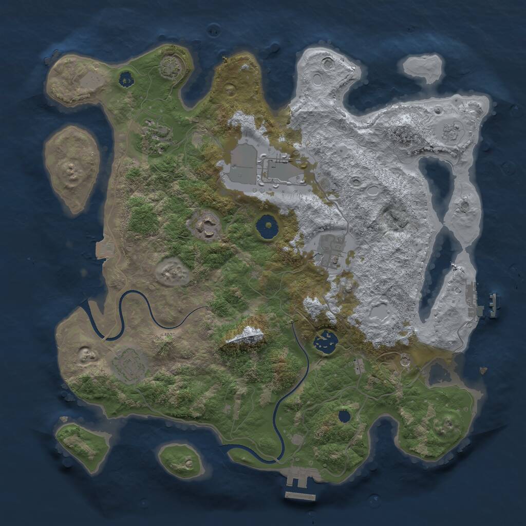 Rust Map: Procedural Map, Size: 3500, Seed: 594774831, 12 Monuments