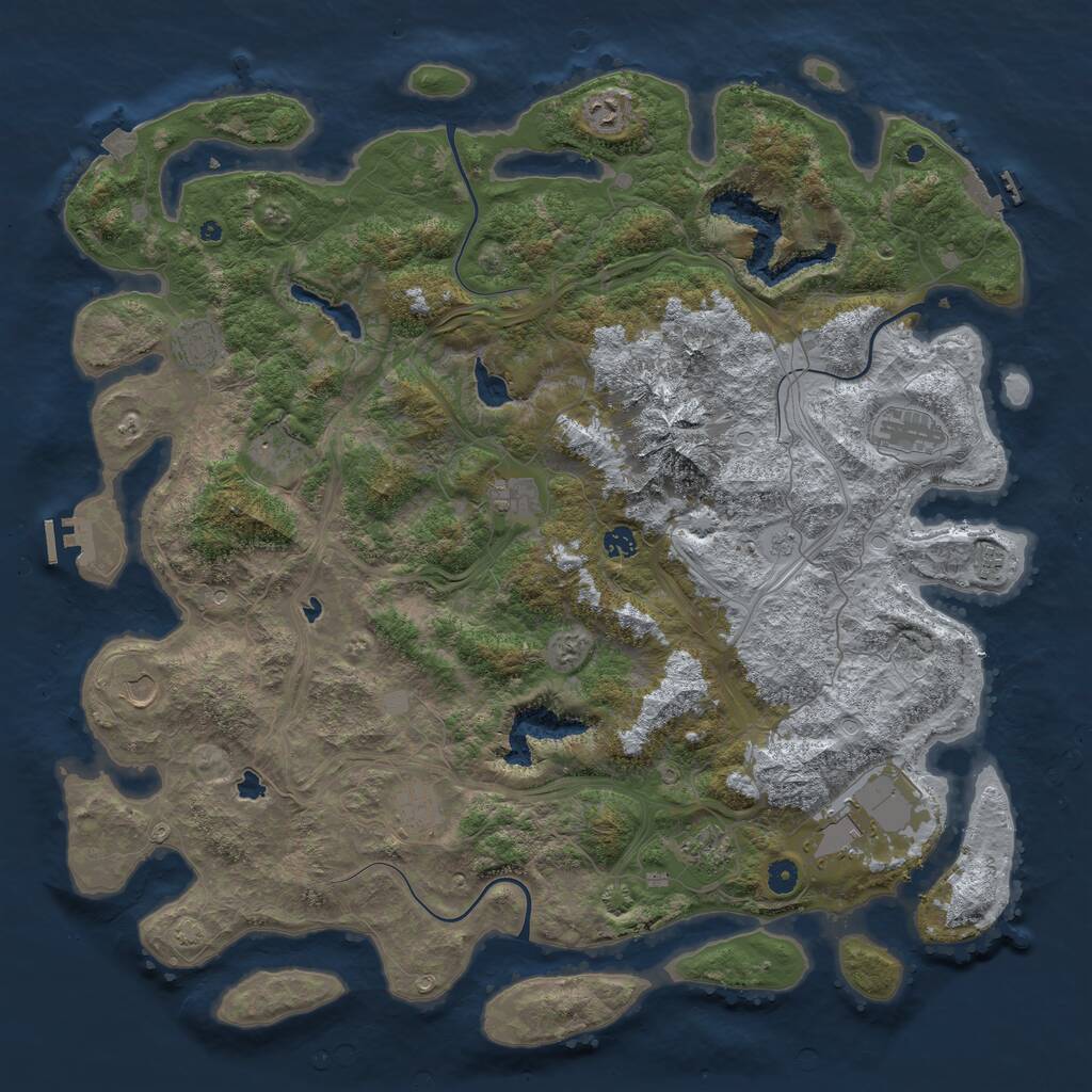 Rust Map: Procedural Map, Size: 5000, Seed: 483951225, 17 Monuments