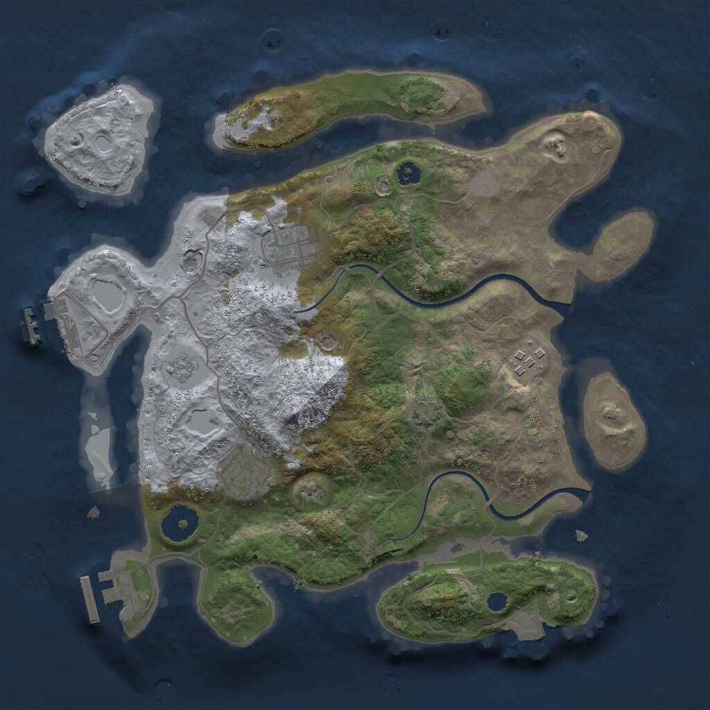 Rust Map: Procedural Map, Size: 3000, Seed: 1921148248, 9 Monuments