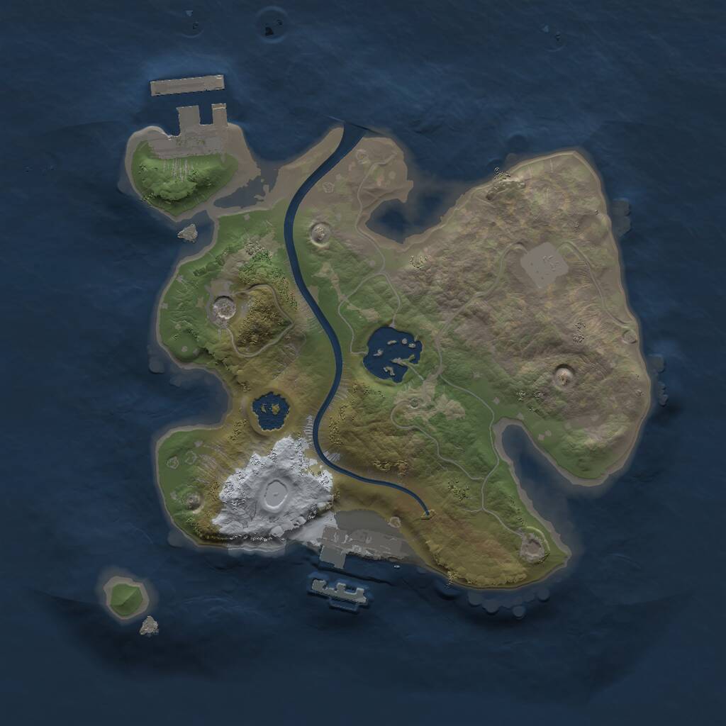 Rust Map: Procedural Map, Size: 2000, Seed: 64344, 5 Monuments