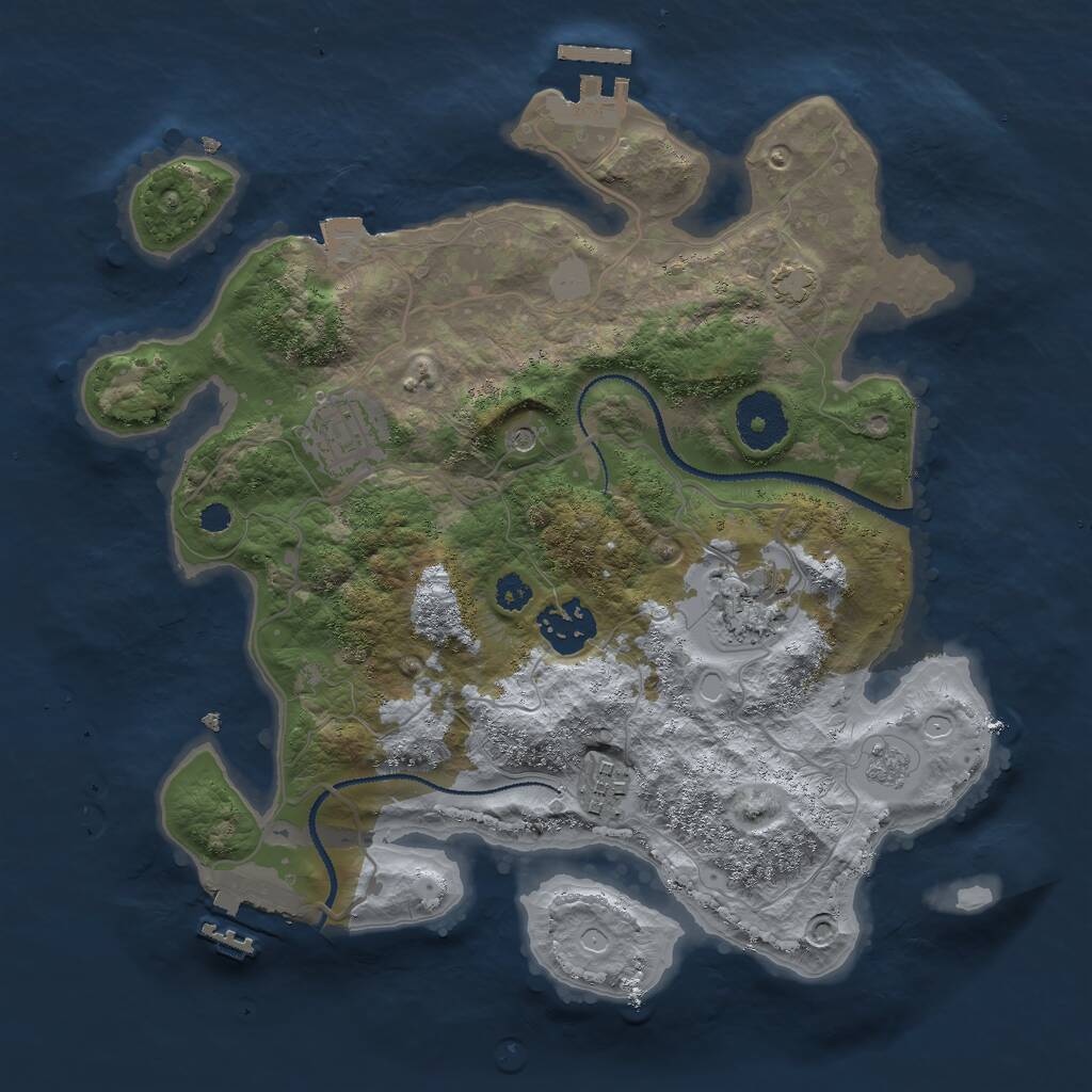 Rust Map: Procedural Map, Size: 3000, Seed: 3344, 10 Monuments