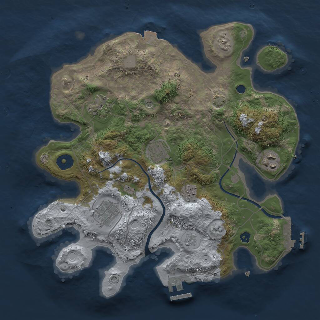 Rust Map: Procedural Map, Size: 3000, Seed: 964962200, 11 Monuments