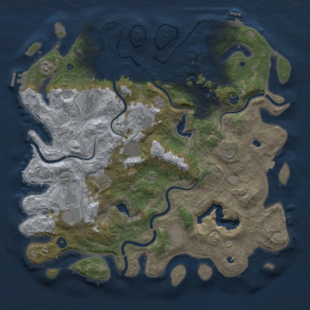 Rust Map: Procedural Map, Size: 4500, Seed: 651240, 16 Monuments