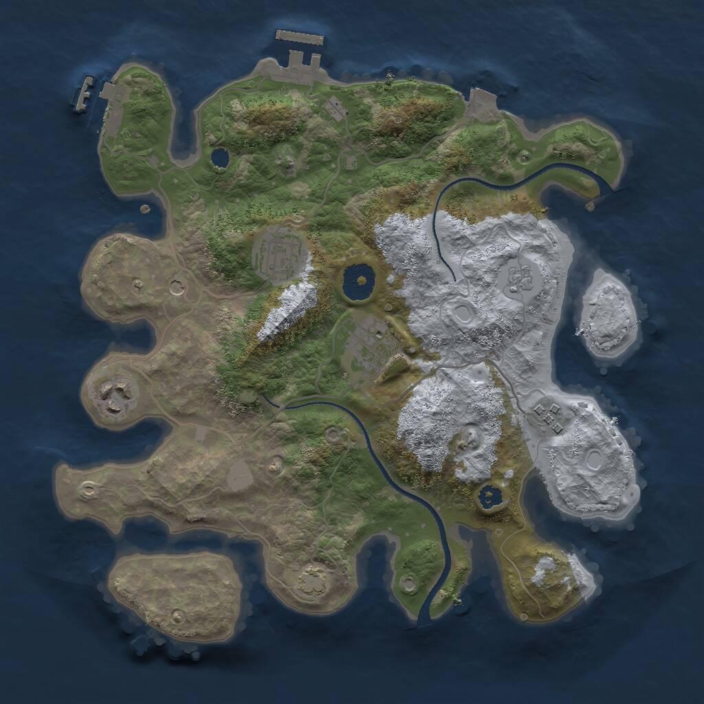 Rust Map: Procedural Map, Size: 3000, Seed: 1634388178, 10 Monuments