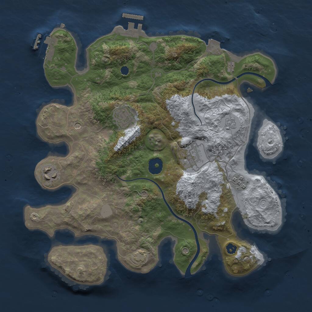 Rust Map: Procedural Map, Size: 3000, Seed: 1634388178, 10 Monuments