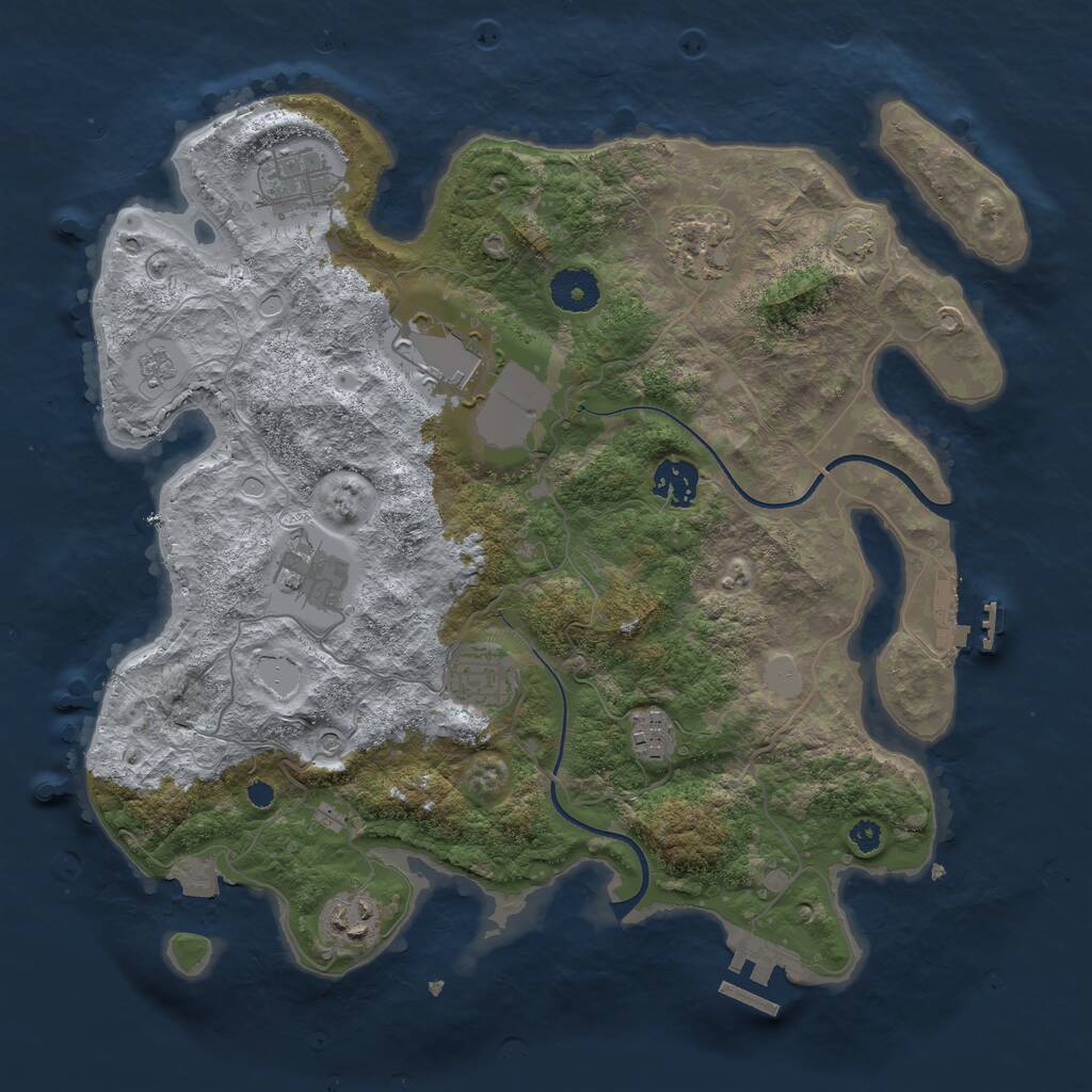 Rust Map: Procedural Map, Size: 3500, Seed: 1219123977, 14 Monuments