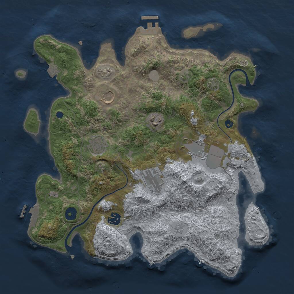 Rust Map: Procedural Map, Size: 3500, Seed: 624501498, 11 Monuments