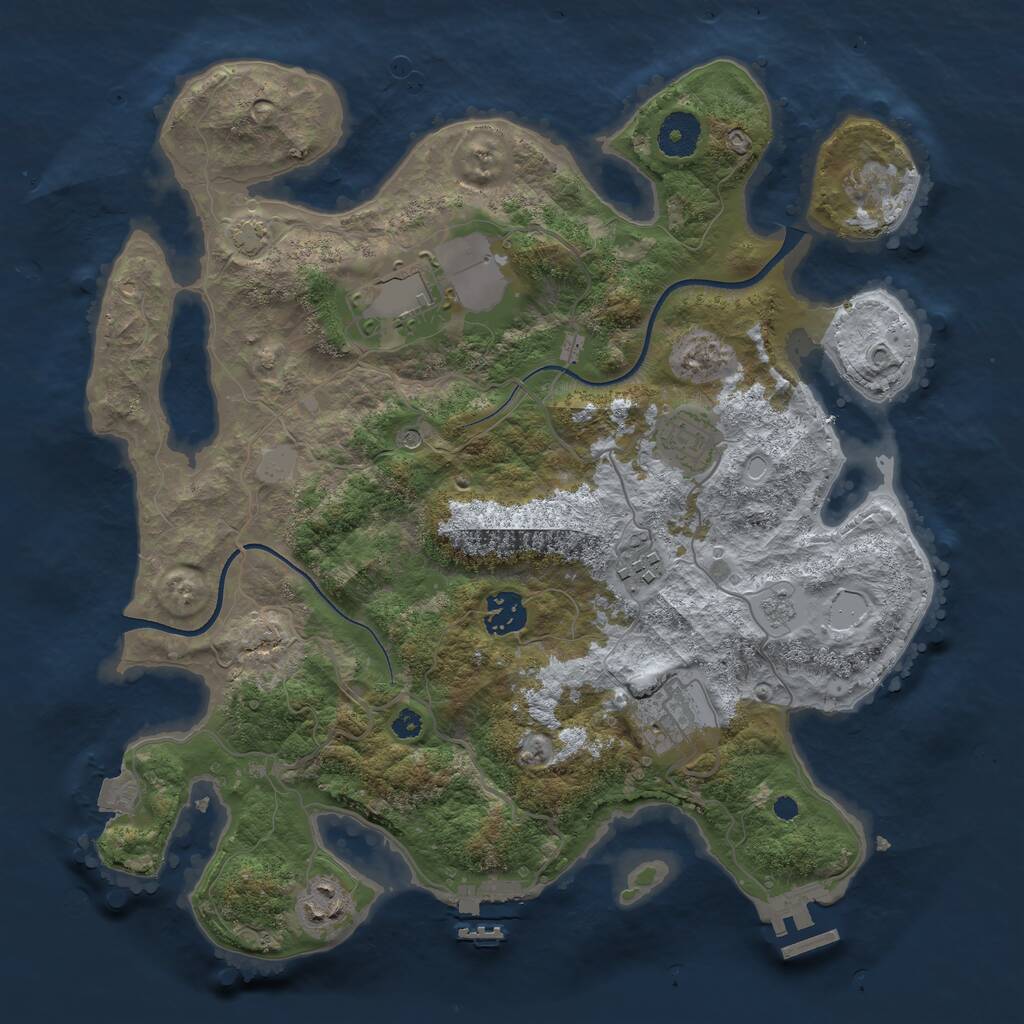 Rust Map: Procedural Map, Size: 3500, Seed: 929697127, 12 Monuments