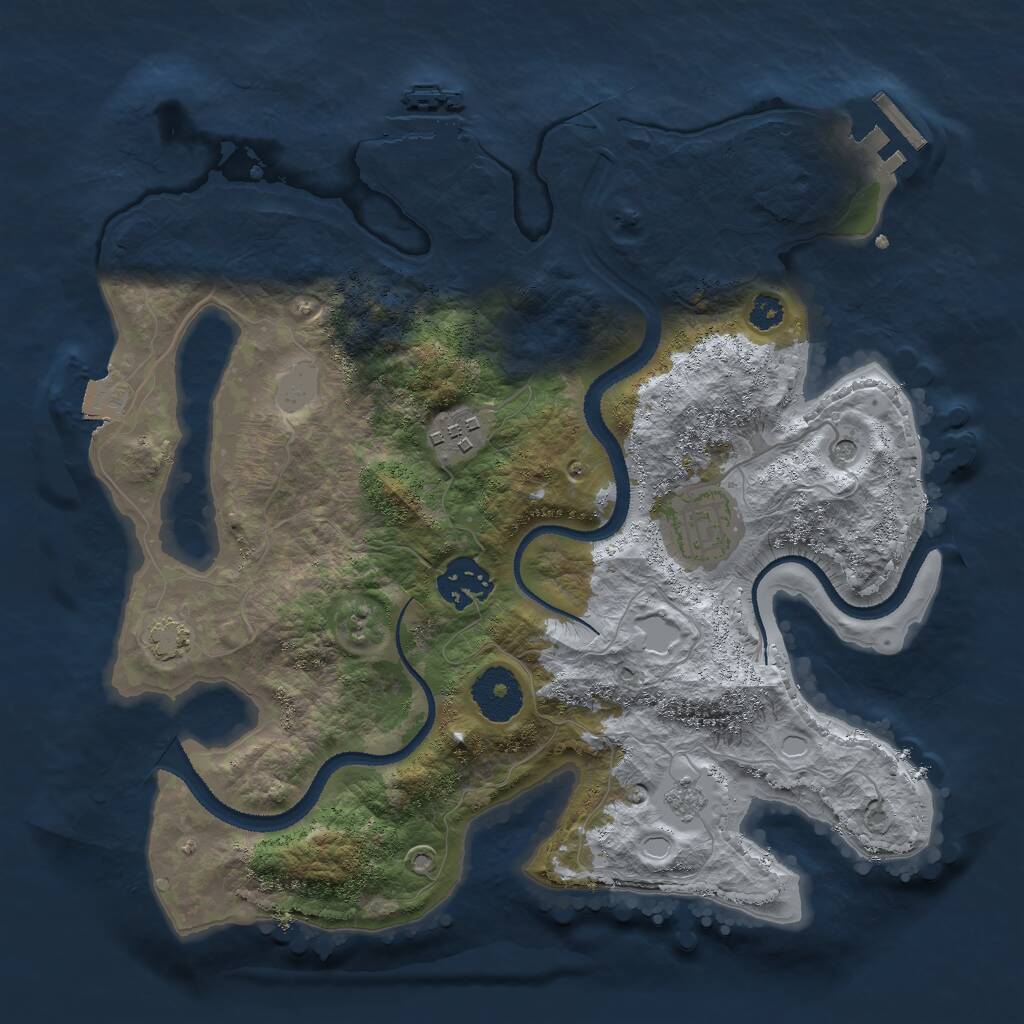 Rust Map: Procedural Map, Size: 3000, Seed: 1649, 9 Monuments