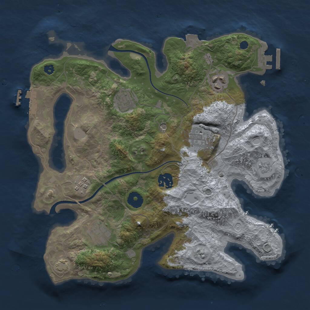 Rust Map: Procedural Map, Size: 3000, Seed: 1649, 12 Monuments