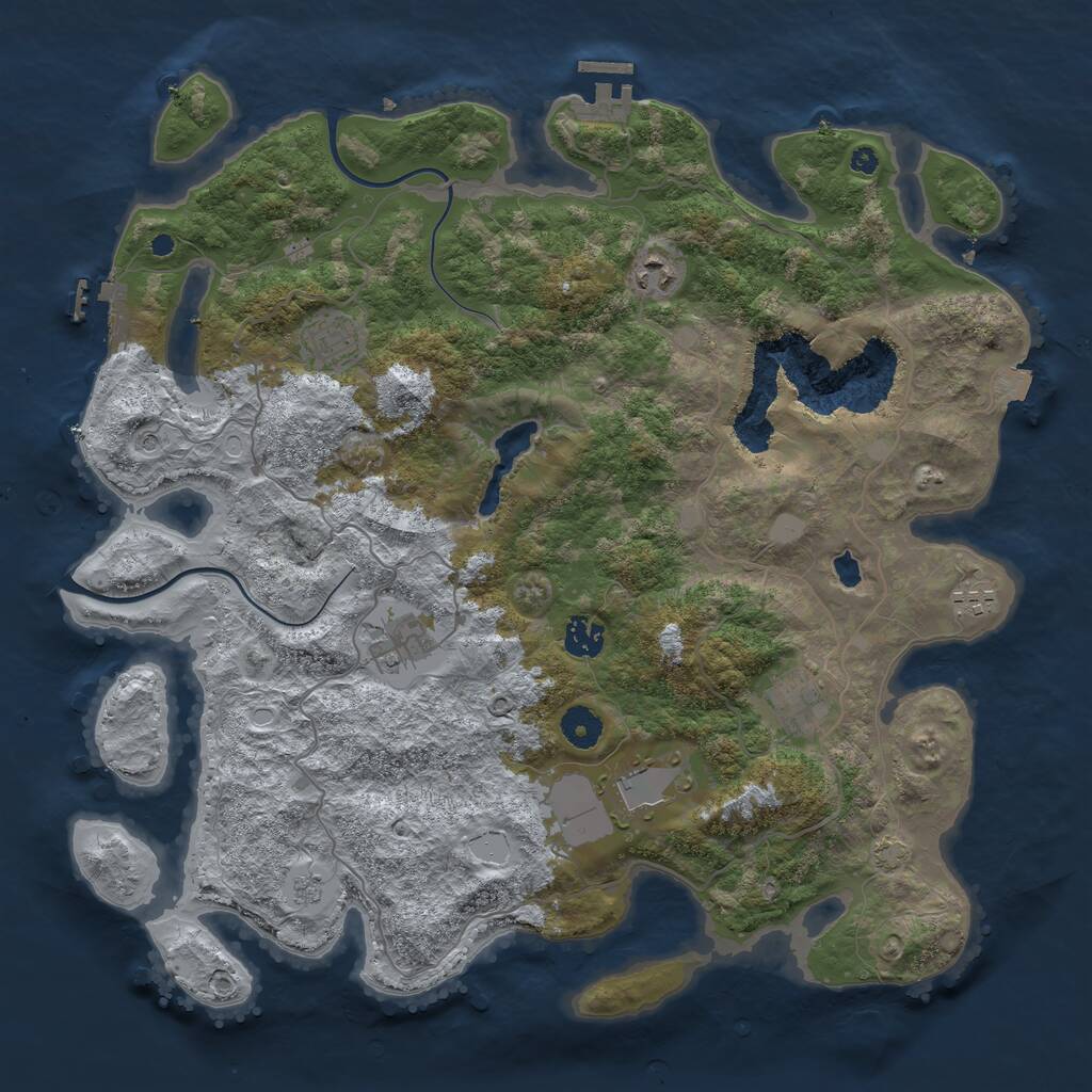 Rust Map: Procedural Map, Size: 4000, Seed: 730293159, 13 Monuments