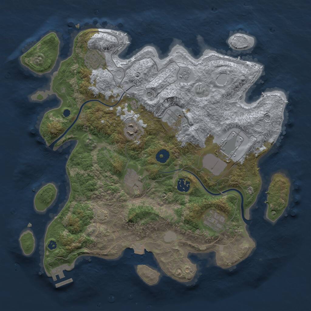 Rust Map: Procedural Map, Size: 3500, Seed: 2107209078, 12 Monuments