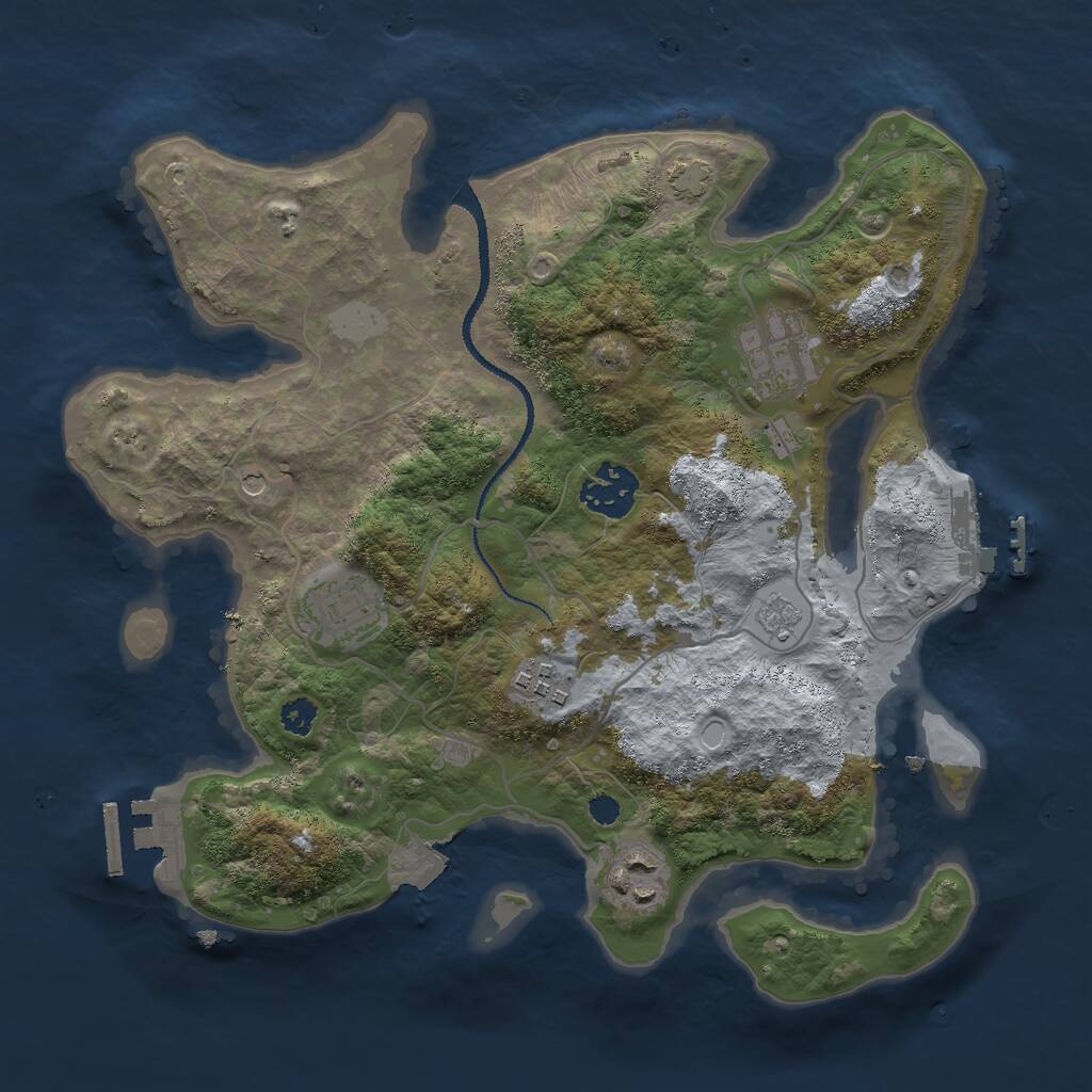 Rust Map: Procedural Map, Size: 3000, Seed: 51165, 11 Monuments