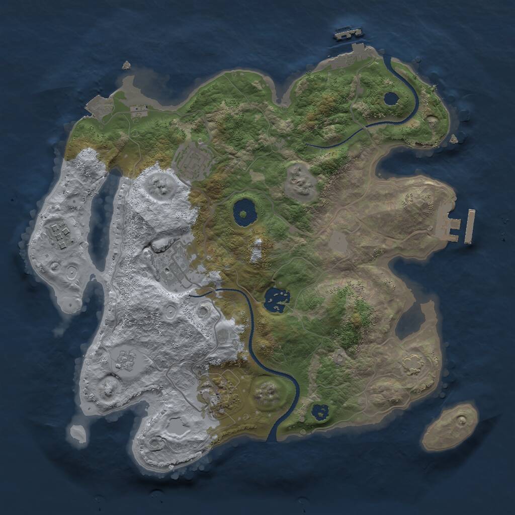 Rust Map: Procedural Map, Size: 3000, Seed: 1168379711, 10 Monuments