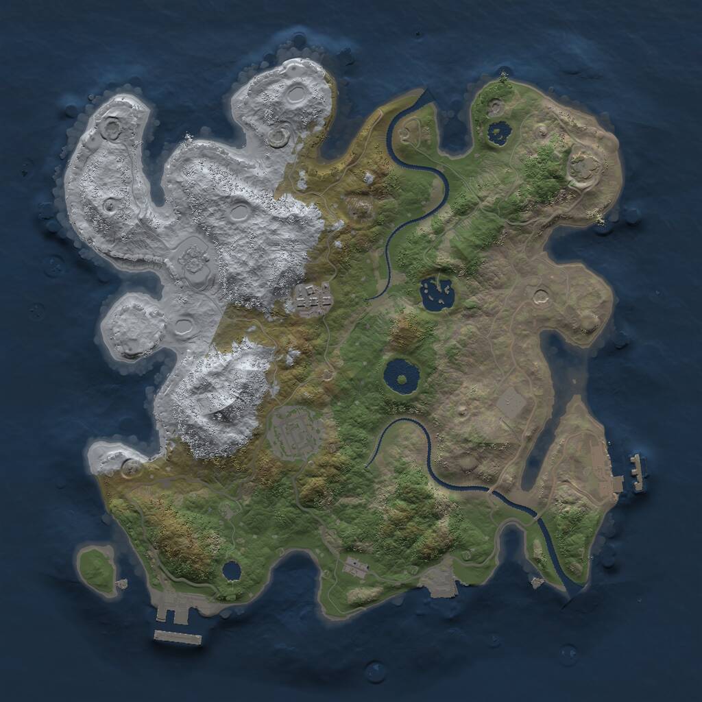 Rust Map: Procedural Map, Size: 3000, Seed: 2619, 9 Monuments