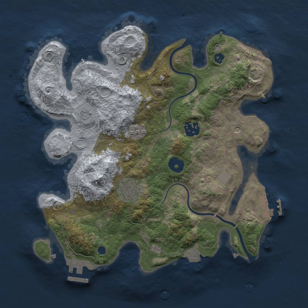 Rust Map: Procedural Map, Size: 3000, Seed: 2619, 11 Monuments