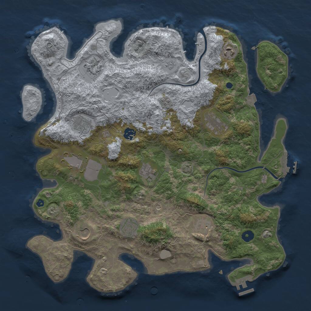 Rust Map: Procedural Map, Size: 3999, Seed: 568734, 17 Monuments