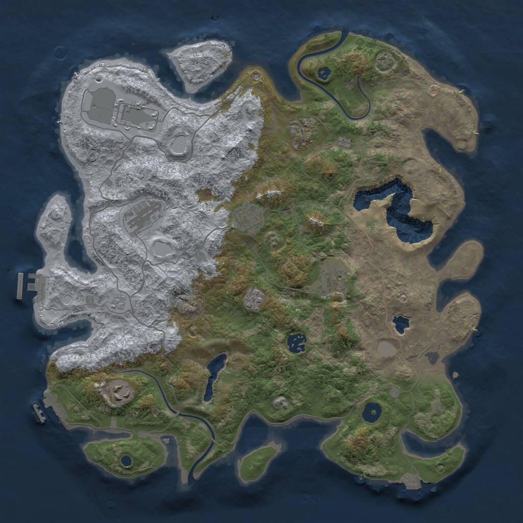 Rust Map: Procedural Map, Size: 4000, Seed: 69164867, 15 Monuments