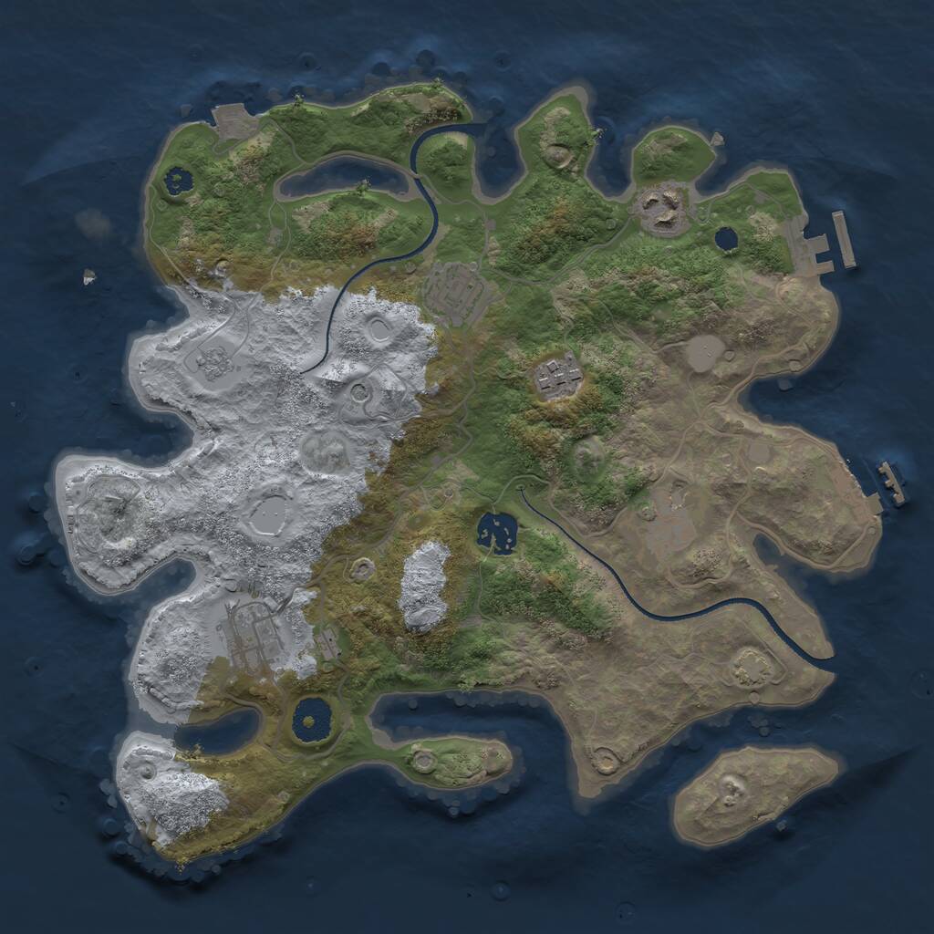 Rust Map: Procedural Map, Size: 3300, Seed: 2013469037, 12 Monuments