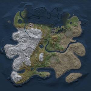 Thumbnail Rust Map: Procedural Map, Size: 3300, Seed: 2013469037, 13 Monuments