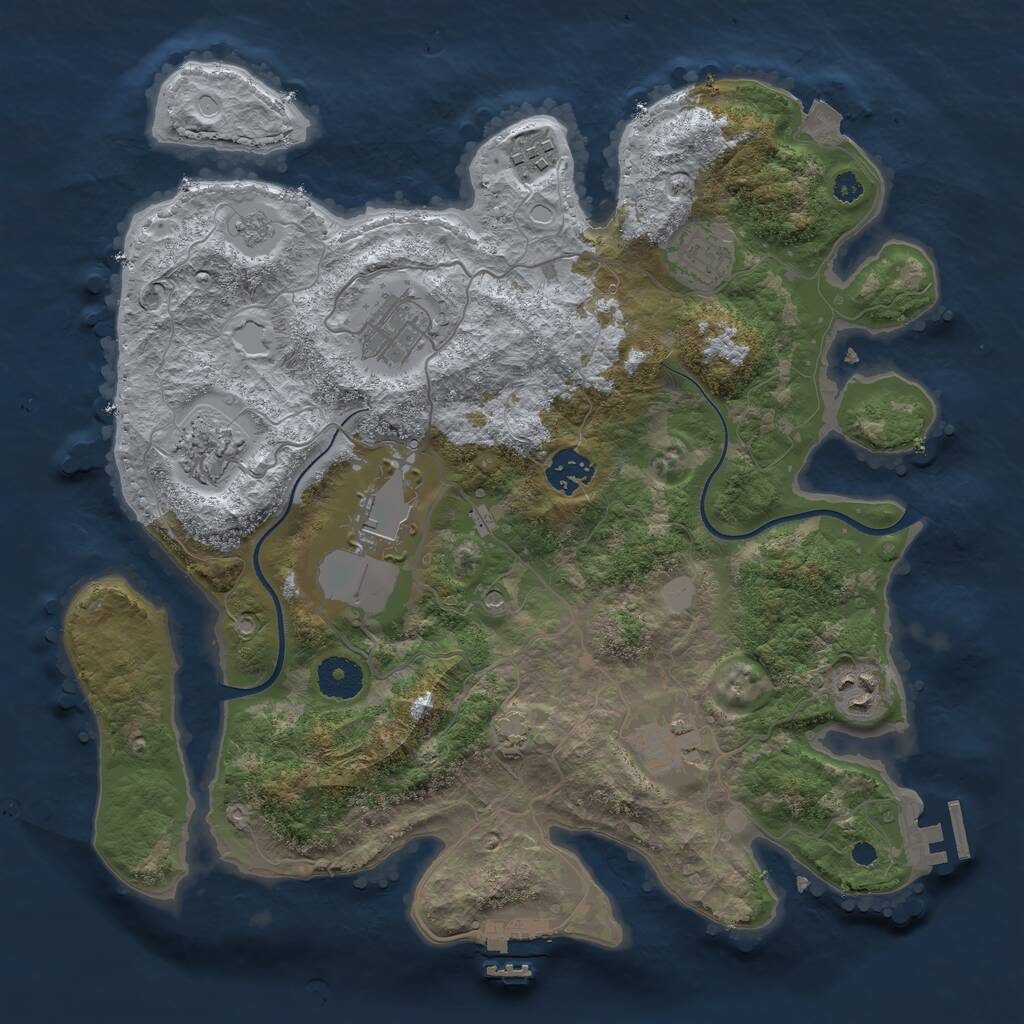 Rust Map: Procedural Map, Size: 3500, Seed: 10533549, 14 Monuments