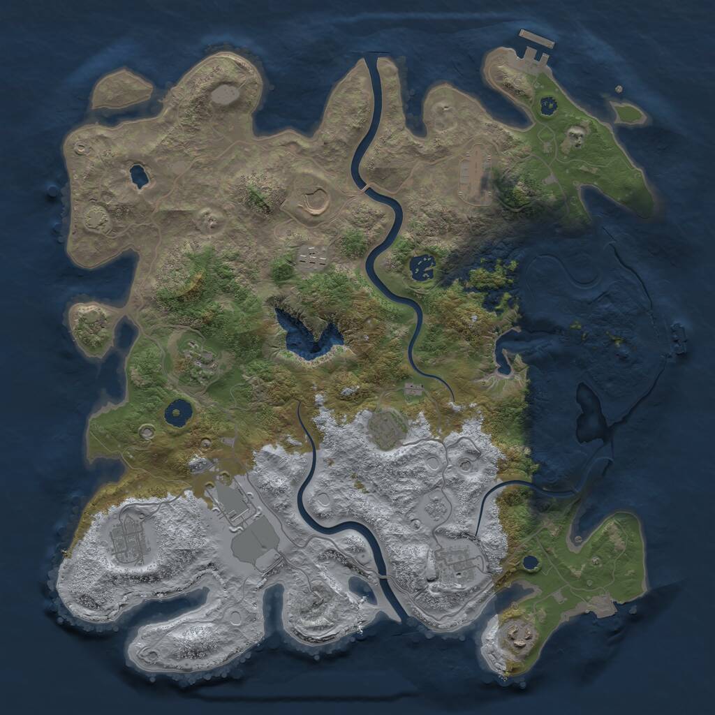 Rust Map: Procedural Map, Size: 4000, Seed: 217951433, 16 Monuments