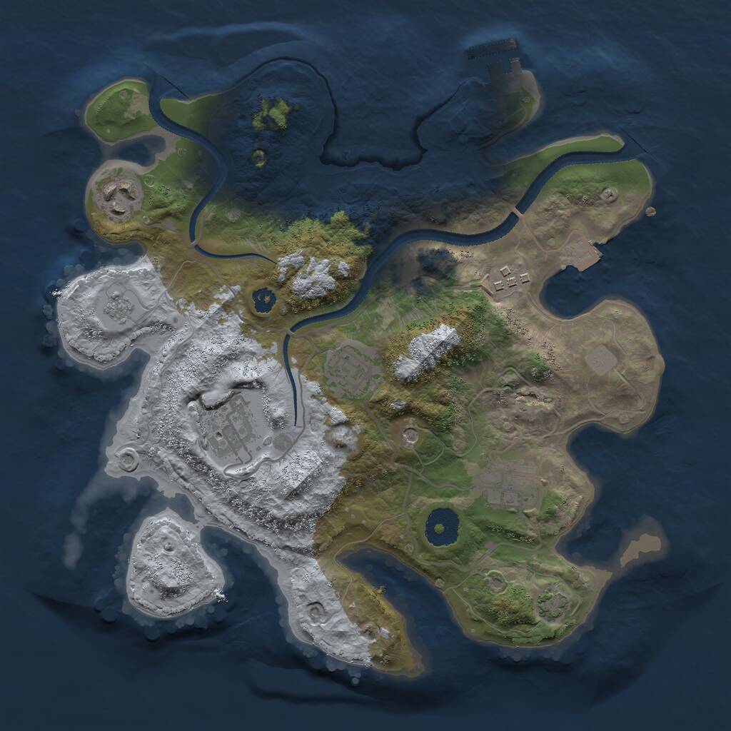 Rust Map: Procedural Map, Size: 3000, Seed: 32424, 10 Monuments