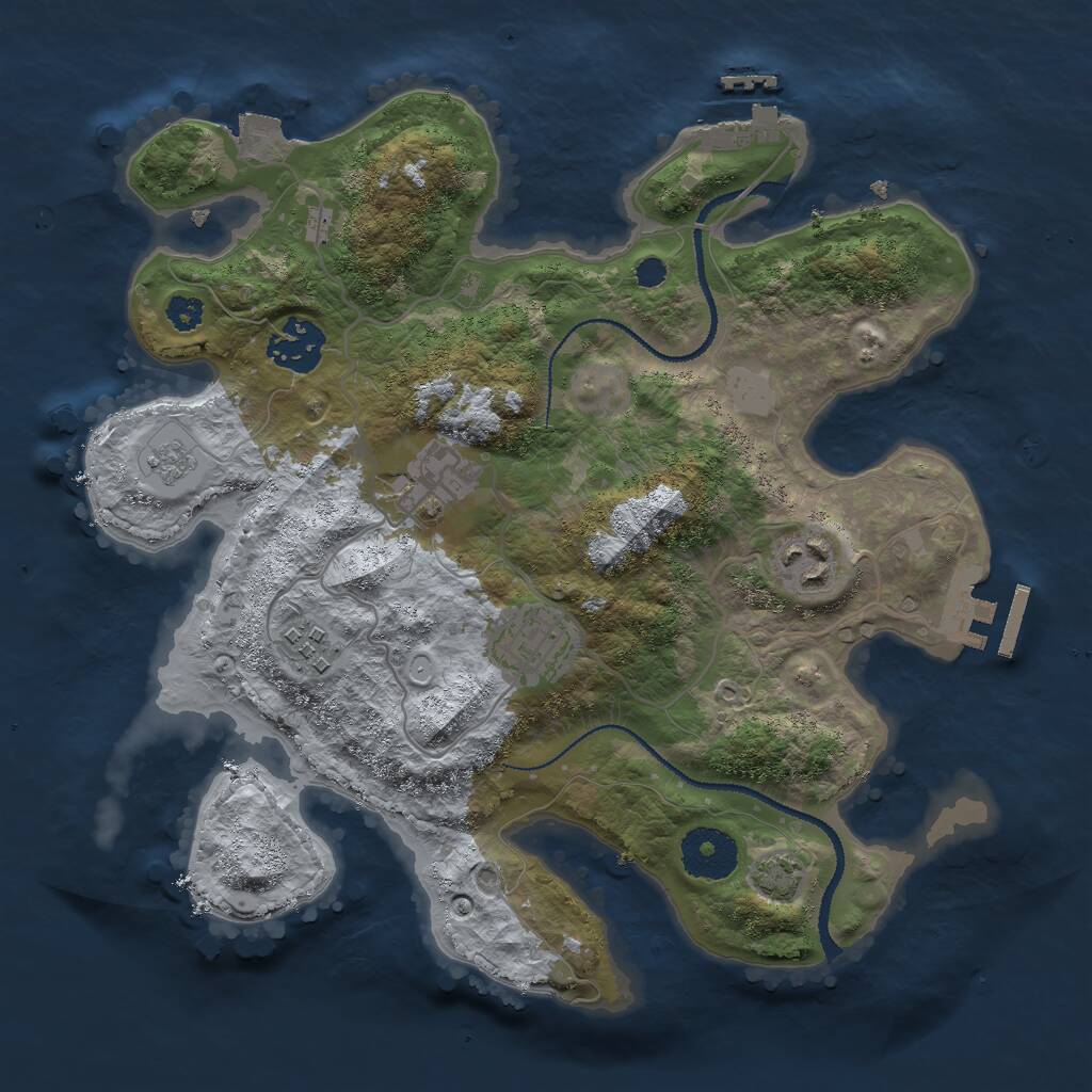 Rust Map: Procedural Map, Size: 3000, Seed: 32424, 10 Monuments