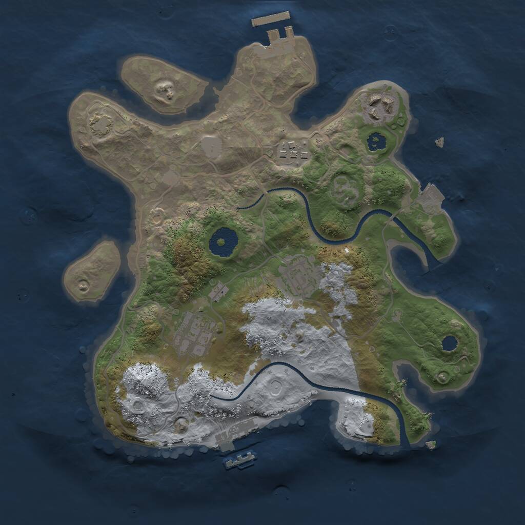 Rust Map: Procedural Map, Size: 2750, Seed: 153789642, 8 Monuments