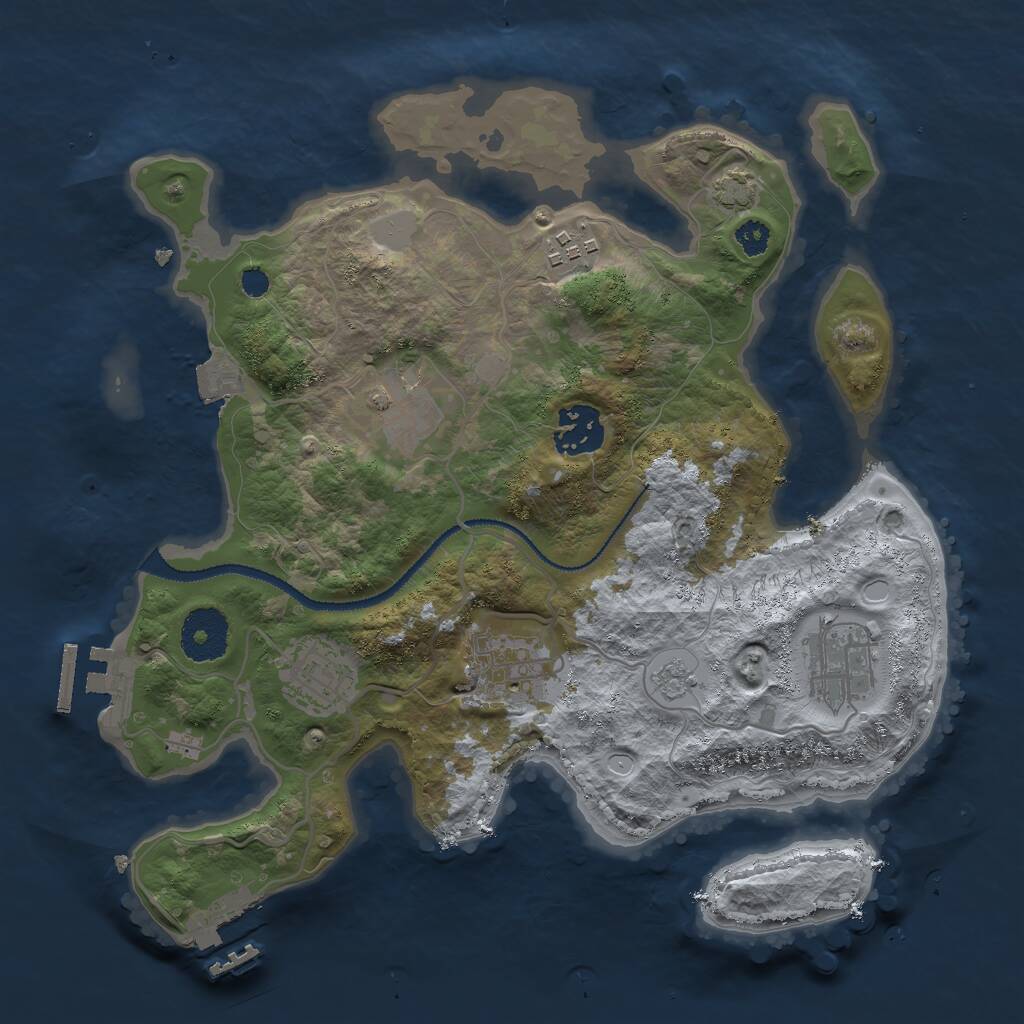 Rust Map: Procedural Map, Size: 3000, Seed: 30345, 11 Monuments