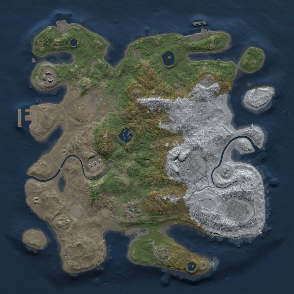 Rust Map: Procedural Map, Size: 3300, Seed: 1299276712, 13 Monuments