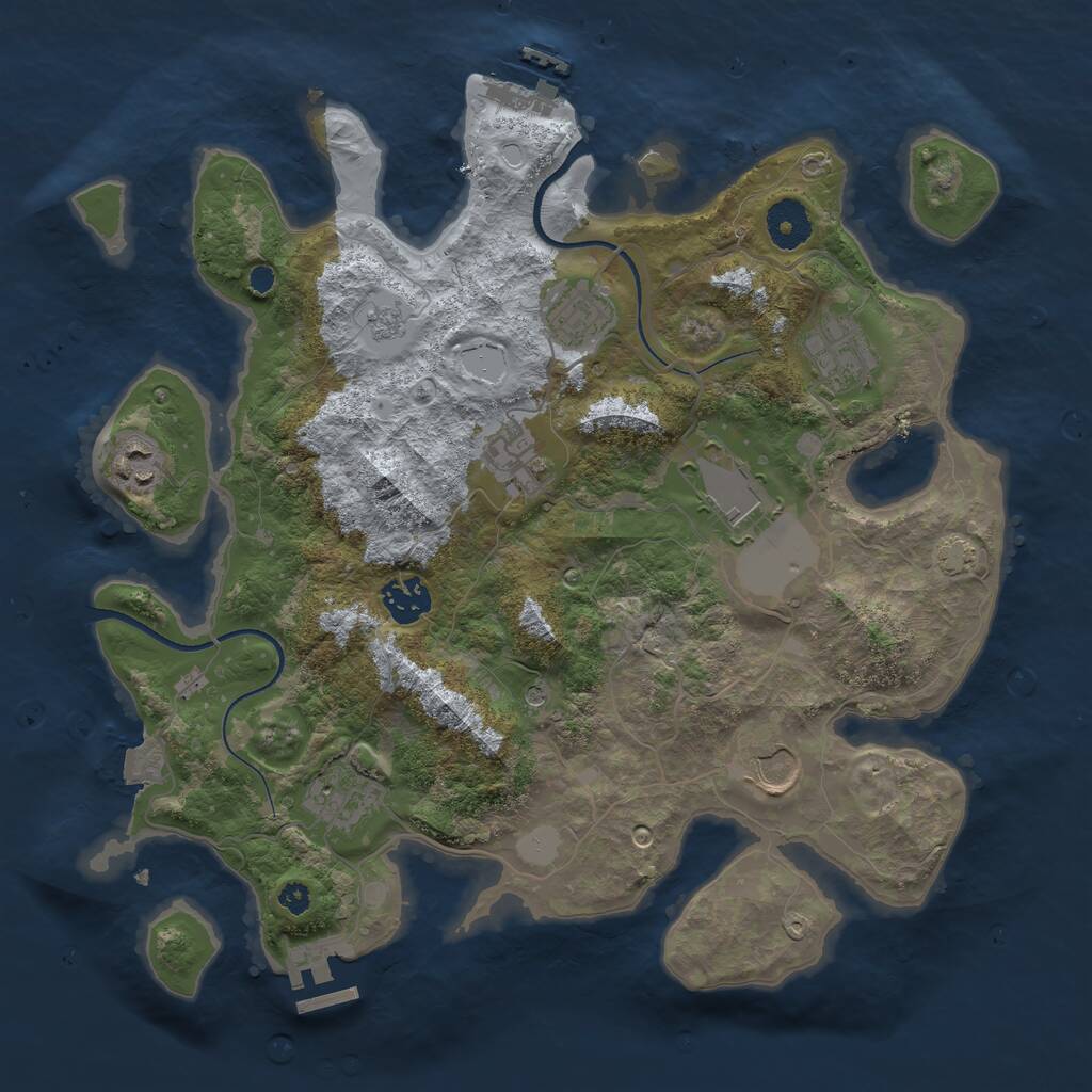 Rust Map: Procedural Map, Size: 3500, Seed: 1153054655, 14 Monuments