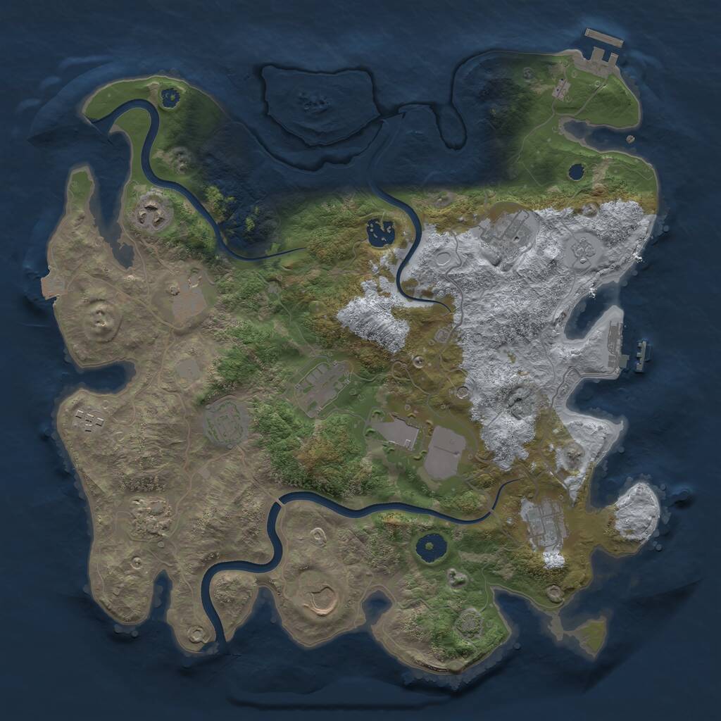 Rust Map: Procedural Map, Size: 3750, Seed: 385532468, 17 Monuments