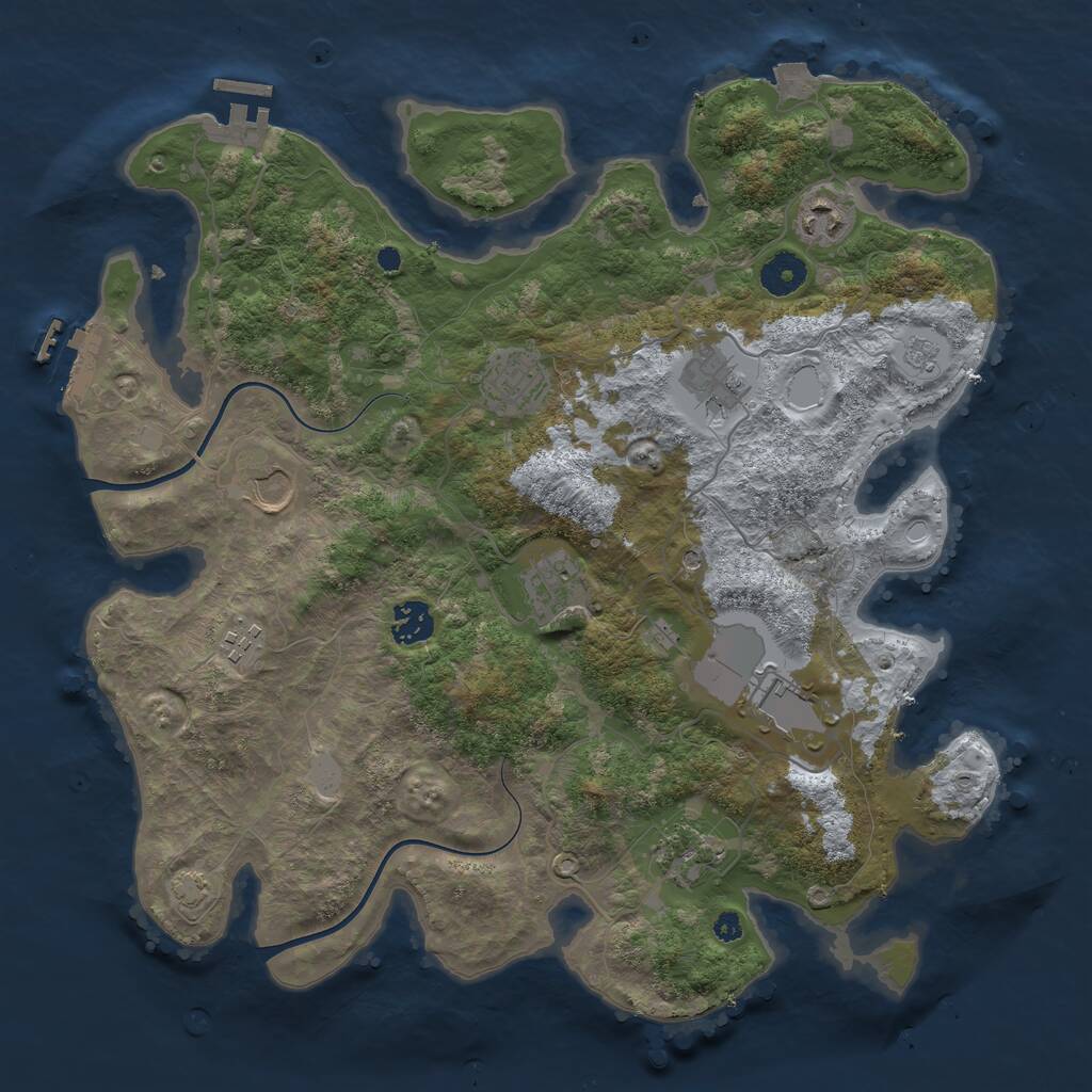 Rust Map: Procedural Map, Size: 3750, Seed: 385532468, 15 Monuments