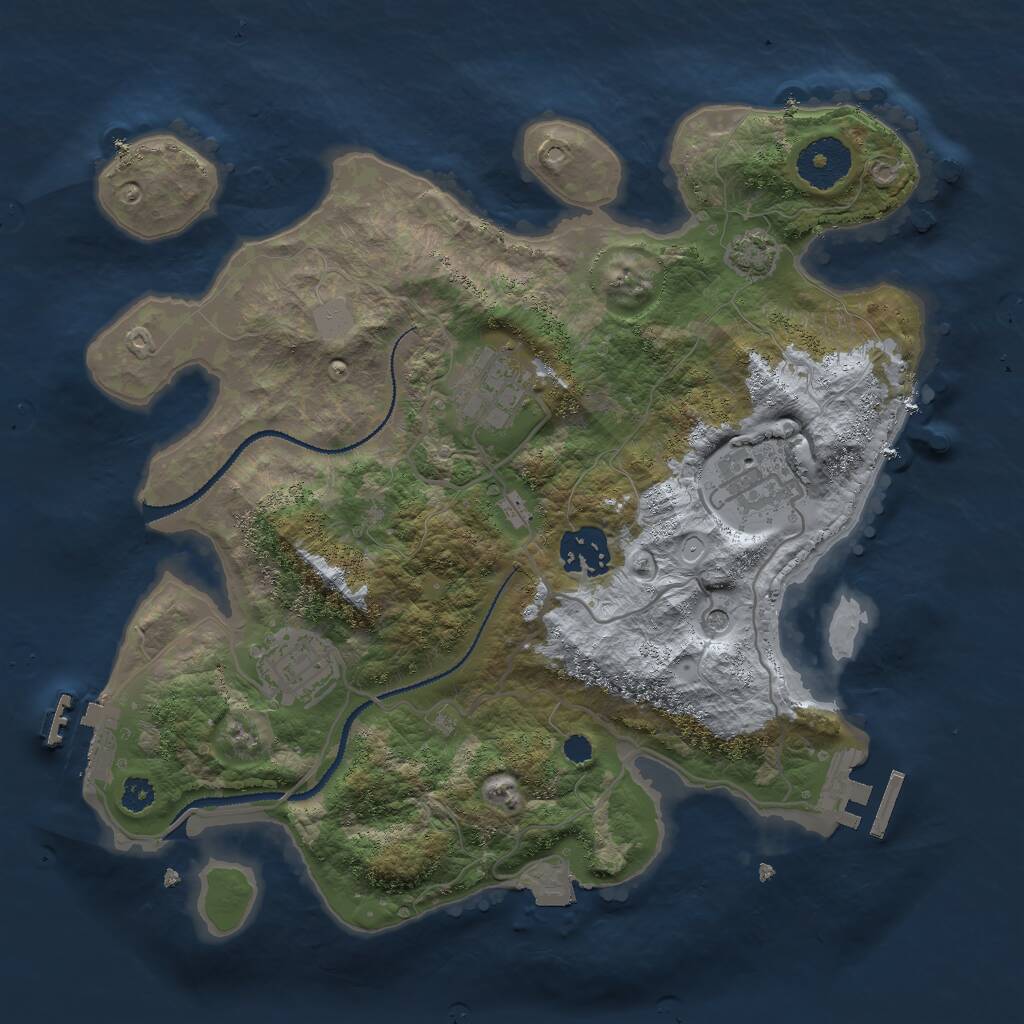 Rust Map: Procedural Map, Size: 3000, Seed: 22583, 9 Monuments