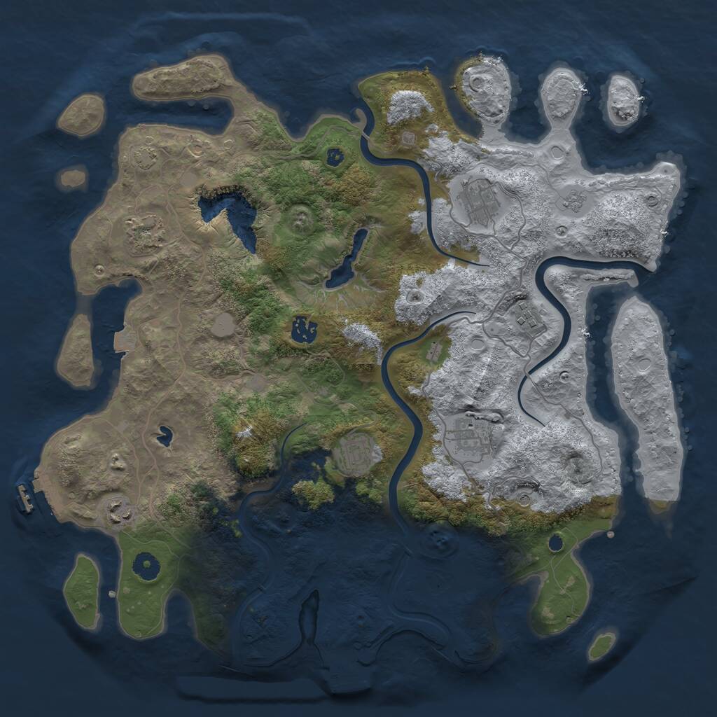Rust Map: Procedural Map, Size: 4000, Seed: 1007533267, 13 Monuments