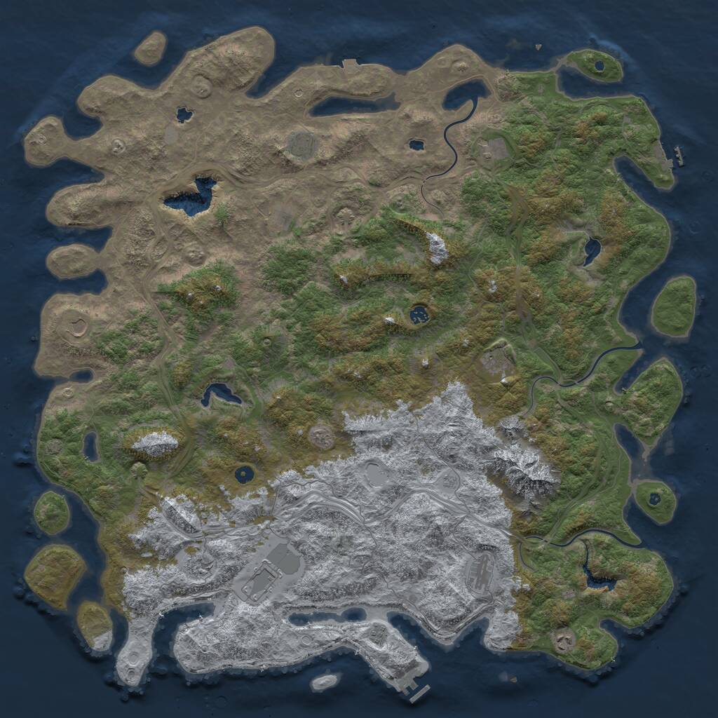 Rust Map: Procedural Map, Size: 6000, Seed: 1050534081, 17 Monuments