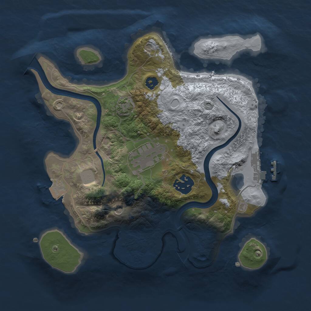 Rust Map: Procedural Map, Size: 2500, Seed: 370957049, 6 Monuments