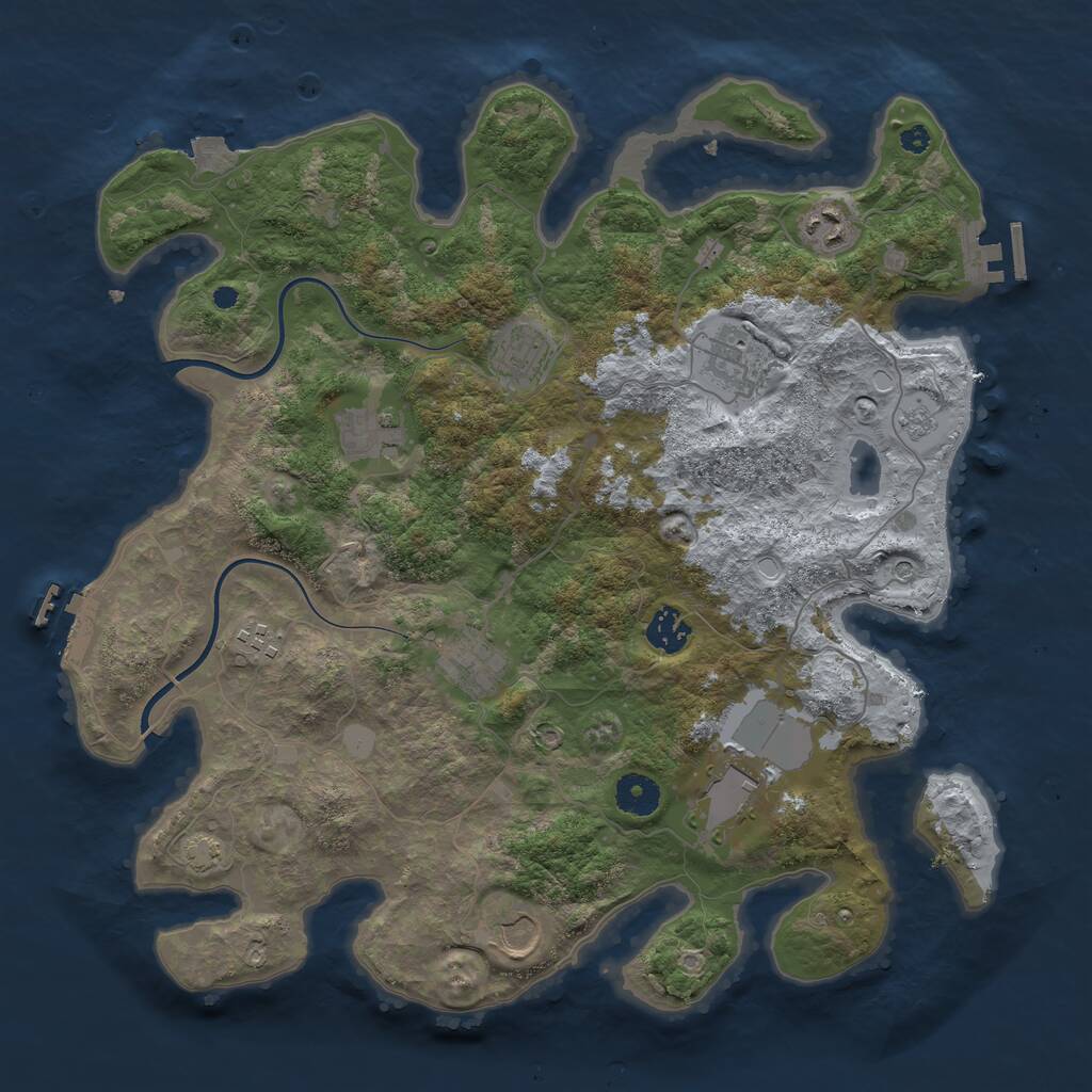 Rust Map: Procedural Map, Size: 3800, Seed: 853645228, 15 Monuments