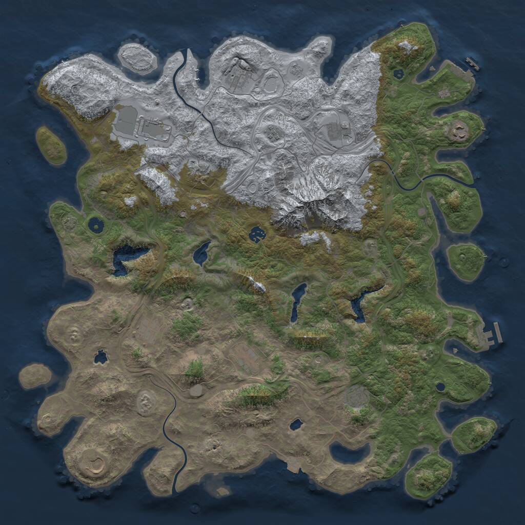 Rust Map: Procedural Map, Size: 5000, Seed: 72888, 17 Monuments