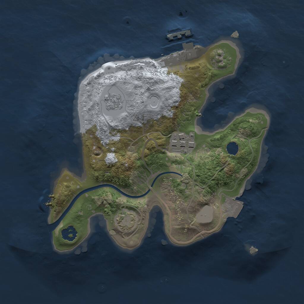 Rust Map: Procedural Map, Size: 2000, Seed: 4628172, 5 Monuments