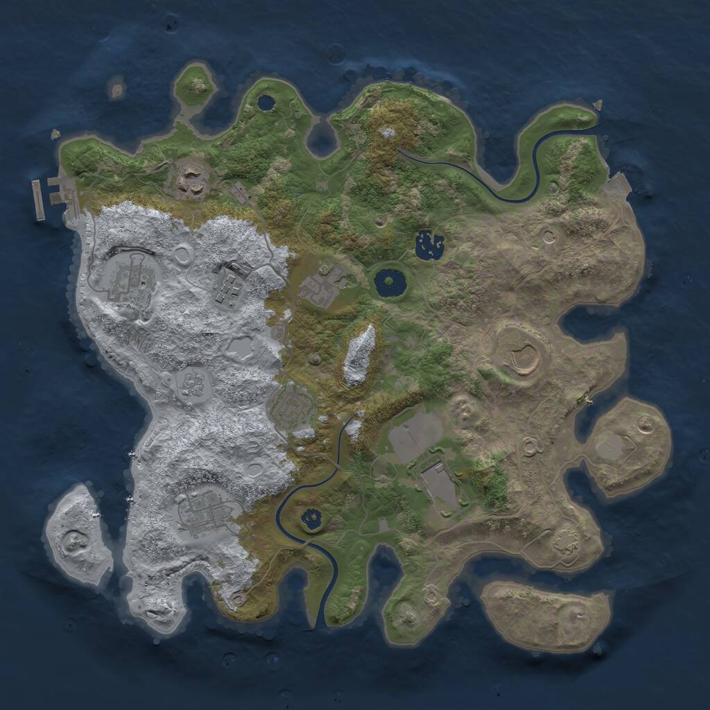 Rust Map: Procedural Map, Size: 3500, Seed: 850752051, 14 Monuments