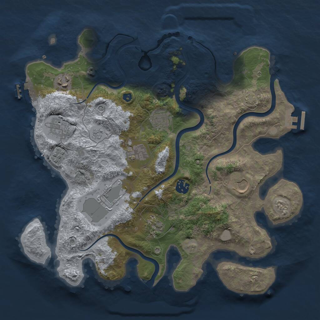 Rust Map: Procedural Map, Size: 3500, Seed: 850752051, 15 Monuments