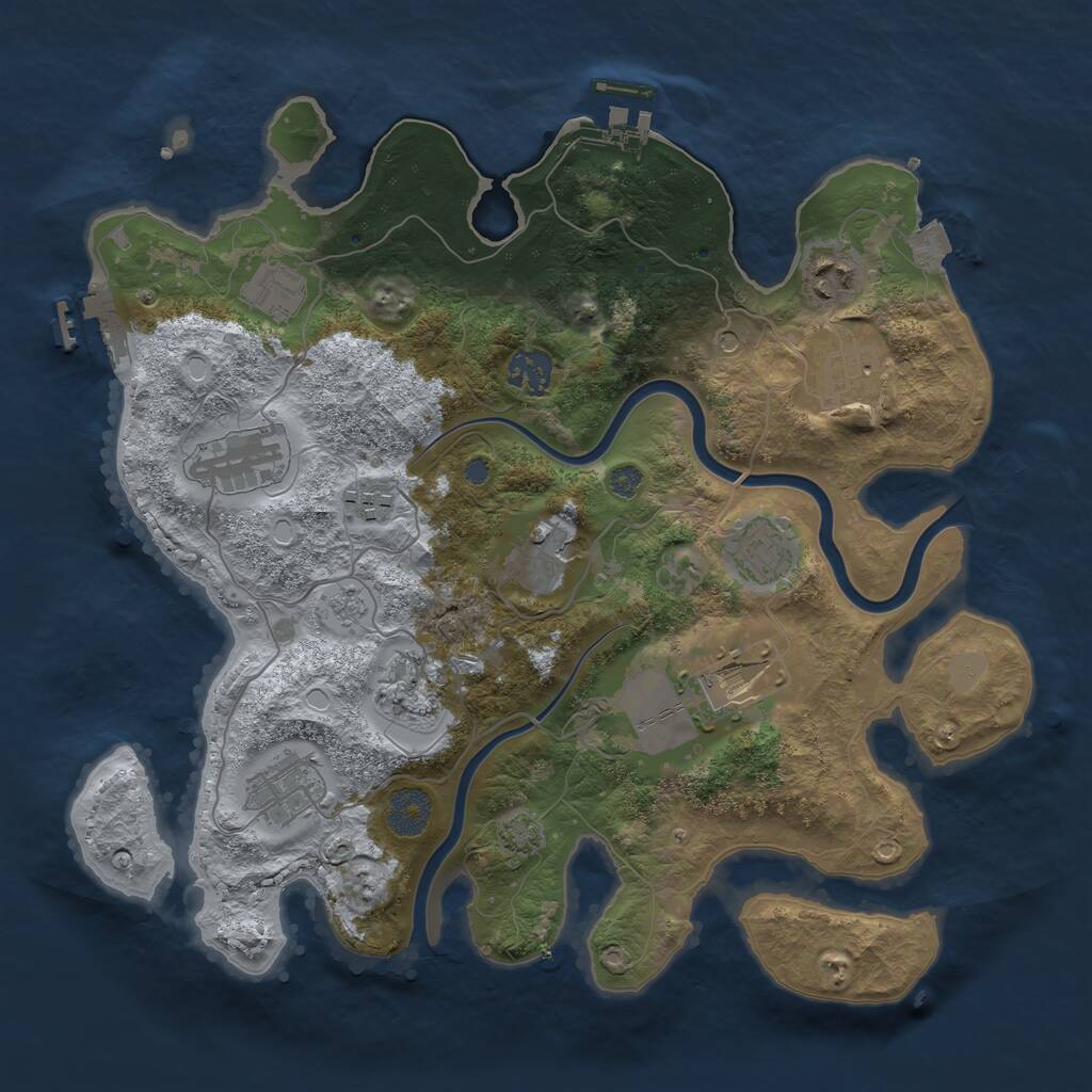 Rust Map: Procedural Map, Size: 3500, Seed: 850752051, 18 Monuments