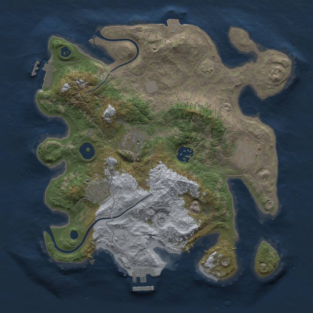 Rust Map: Procedural Map, Size: 3000, Seed: 64344, 10 Monuments