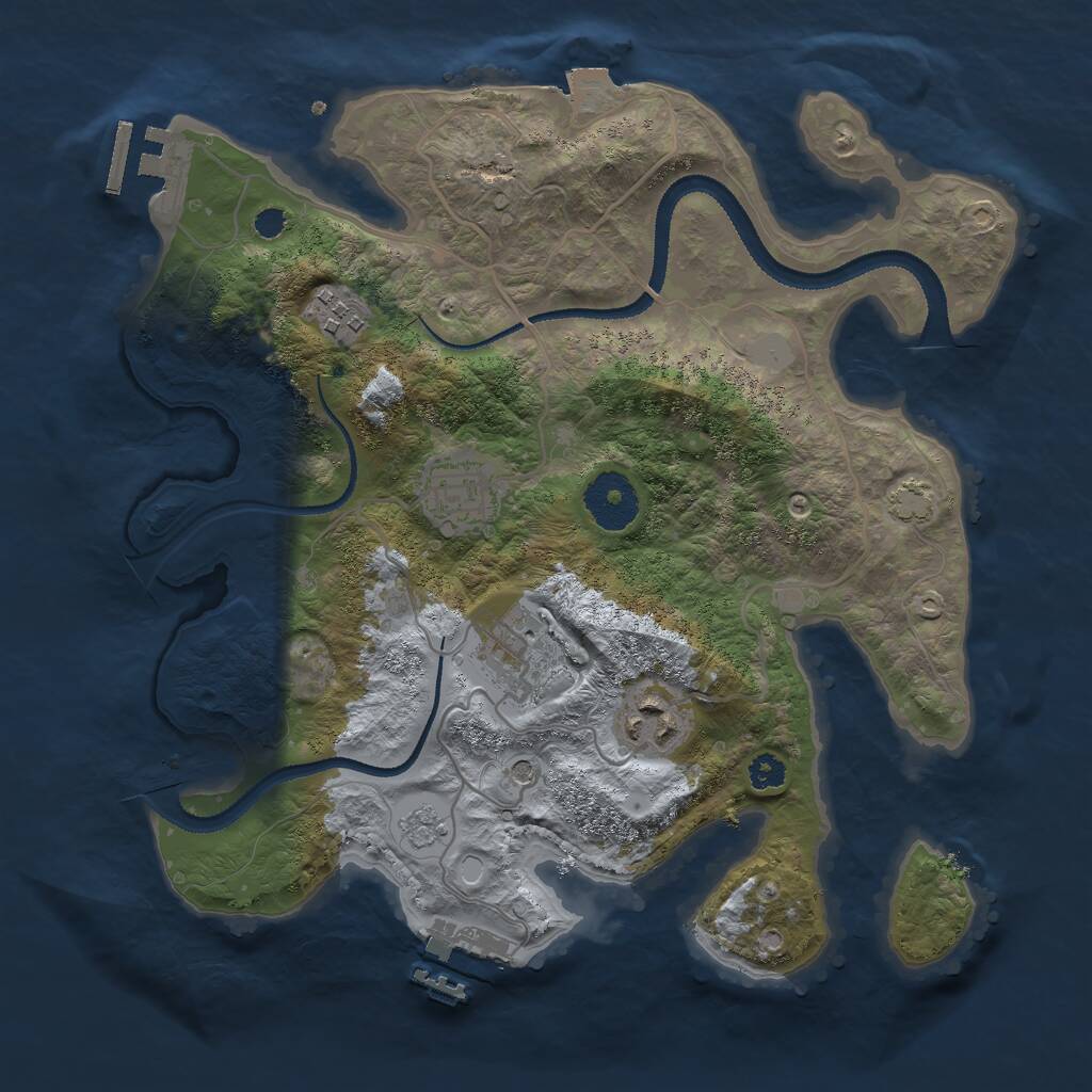 Rust Map: Procedural Map, Size: 3000, Seed: 64344, 10 Monuments