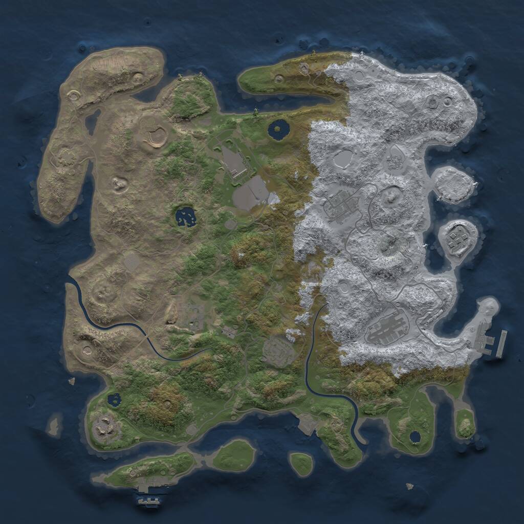 Rust Map: Procedural Map, Size: 3800, Seed: 251, 15 Monuments