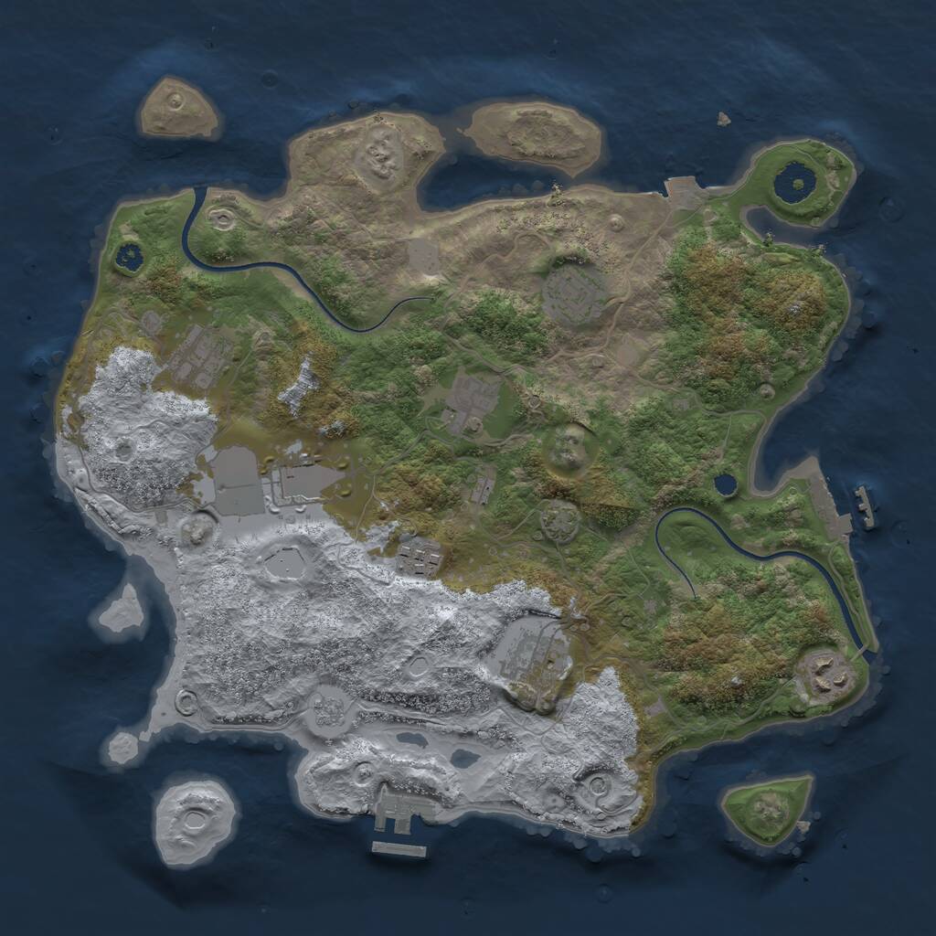 Rust Map: Procedural Map, Size: 3500, Seed: 1726318480, 13 Monuments