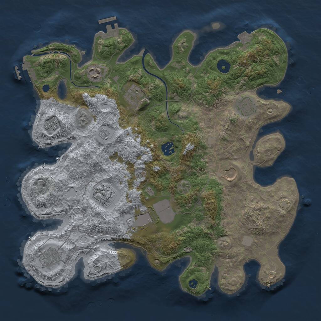 Rust Map: Procedural Map, Size: 3600, Seed: 1222, 15 Monuments